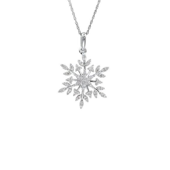 19mm Cubic Zirconia Snowflake Necklace in Sterling Silver 18 Inch